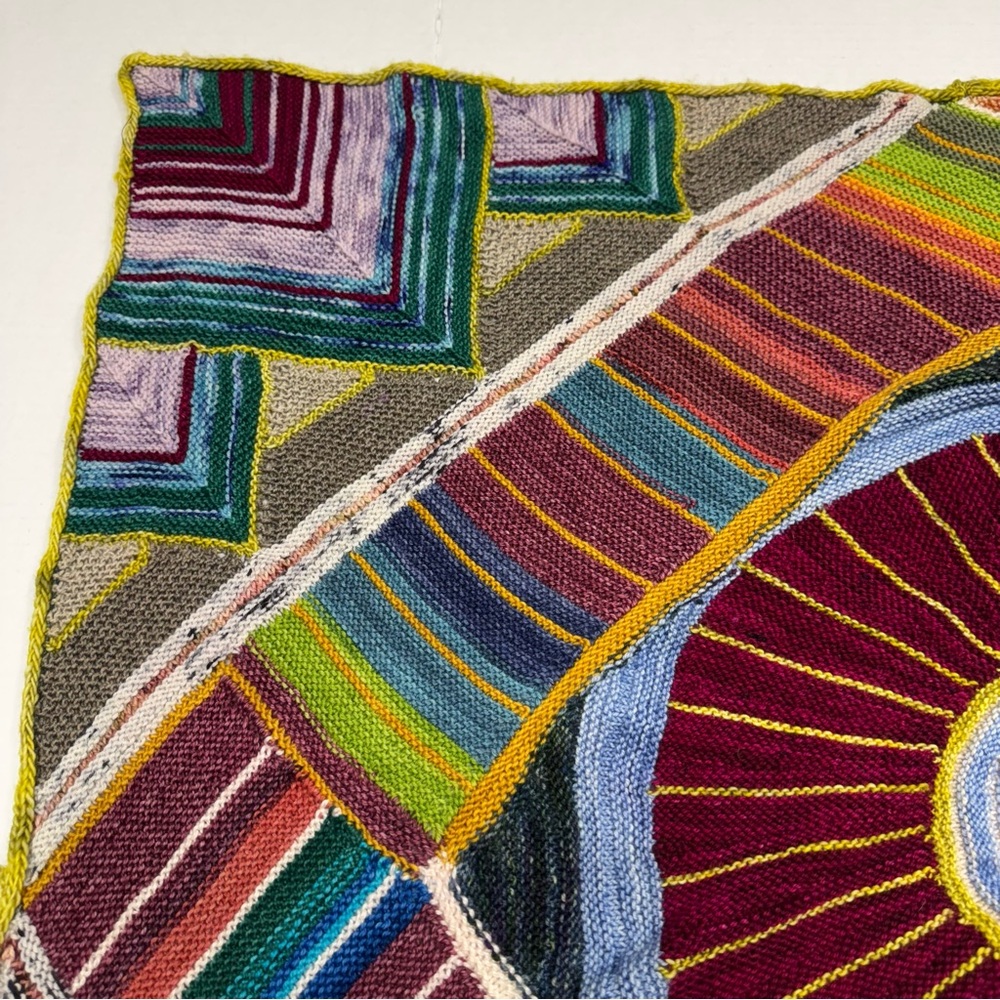 Handmade Wool Knit Lap Blanket Throw 36”x36”Patchwork Boho Decor Artisan - Picture 7 of 8